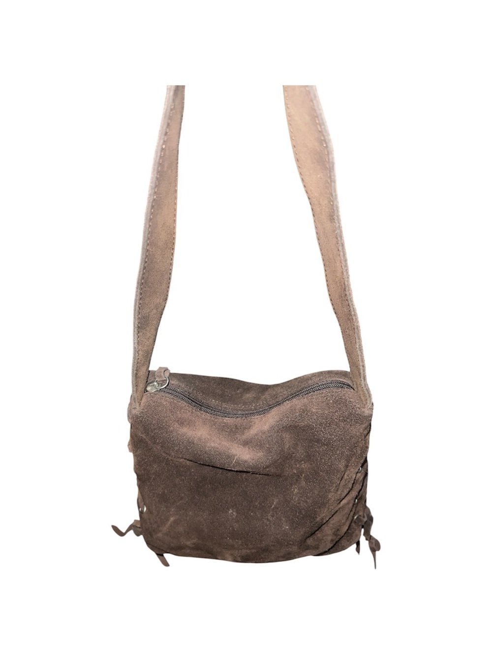 Vintage Y2K American Eagle Brown Suede Lace Up Bag & Matching Wallet Set - Picture 4 of 5